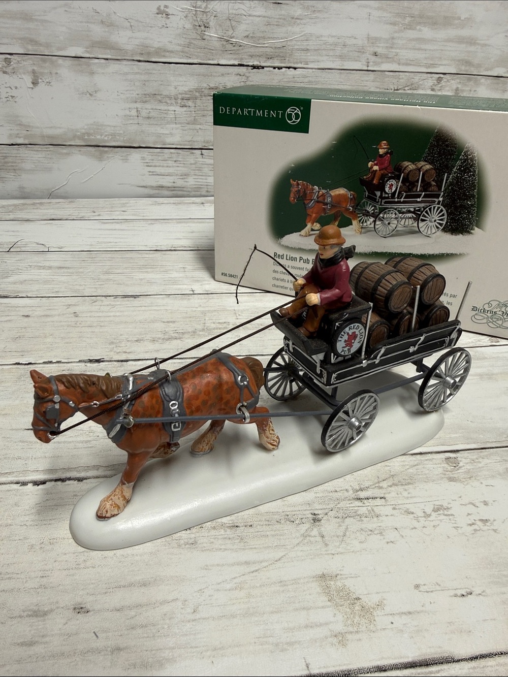 Dept 56 Red Lion Pub Beer Wagon Dickens Christmas village with box